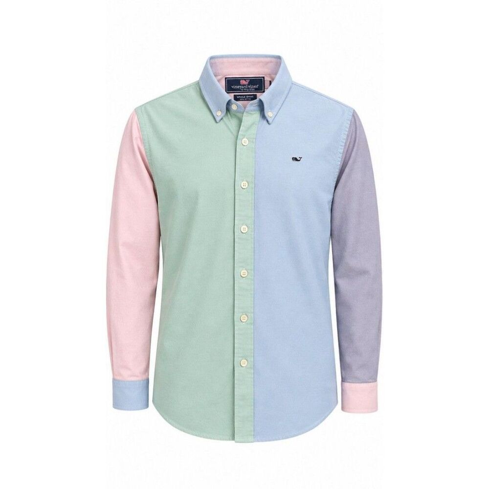 Vineyard Vines Boys' Long Sleeve Button Shirt Colorblock, Size L (16-18)